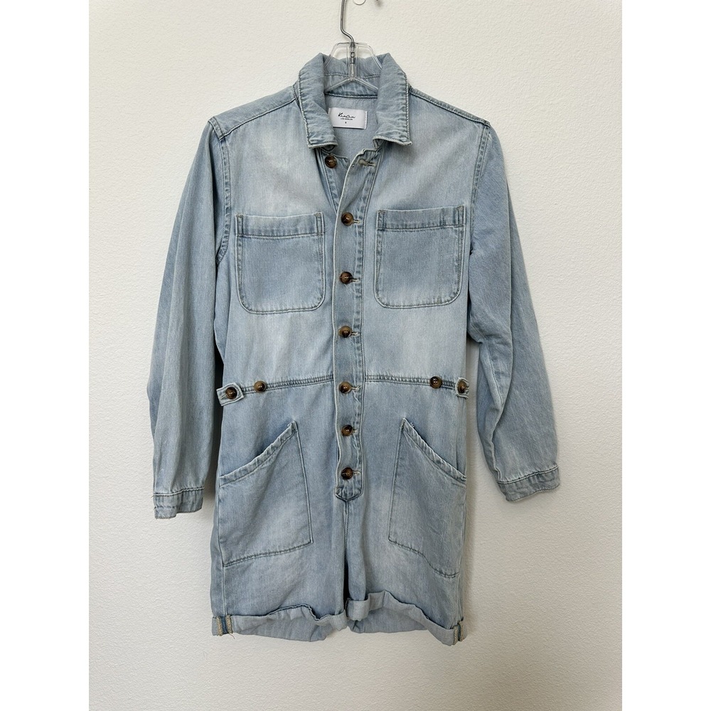 KanCan Bridget Denim Romper with Pockets Small Western Boho Festival Concert